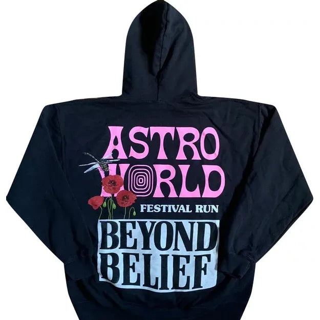 Travis Scott Astroworld Festival Run Beyond Belief Hoodie Black